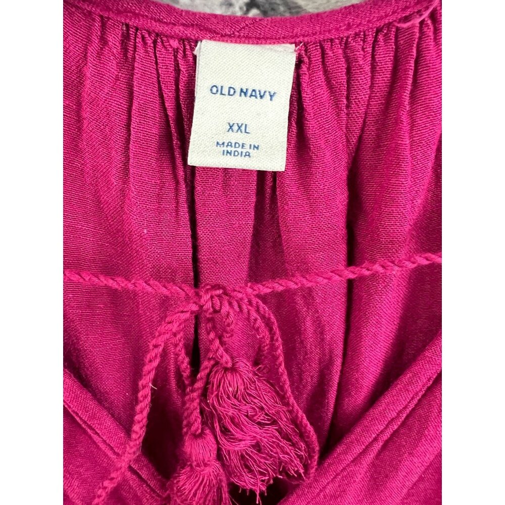 Old Navy Women's Berry Pink Crochet Lace Sleeve Tiered  Midi Dress Size XXL - Picture 6 of 11